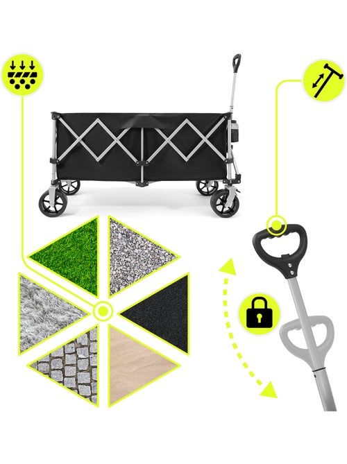 Chariot hypermotion 250l pliable 100kg roues 7" tout-terrain remorque jardin trolley pliage rapide - Kiabi Chariot hypermotion 250l pliable 100kg roues 7" tout-terrain remorque jardin trolley pliage rapide - Kiabi