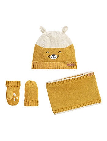 Charly gebreide kindermuts, wanten en nekwarmer set