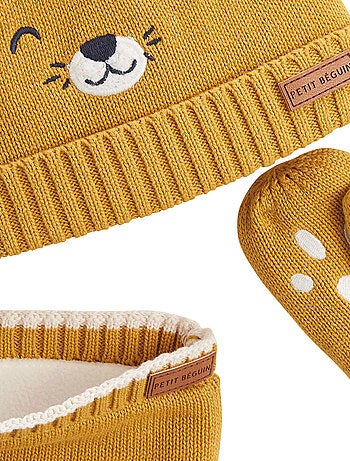 Charly gebreide kindermuts, wanten en nekwarmer set