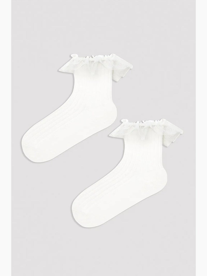 Chaussettes à la cheville à volants penti Blanc - Kiabi