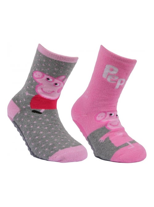 Chaussettes antidérapantes Peppa Pig enfant lot de 2 - Kiabi Chaussettes antidérapantes Peppa Pig enfant lot de 2 - Kiabi