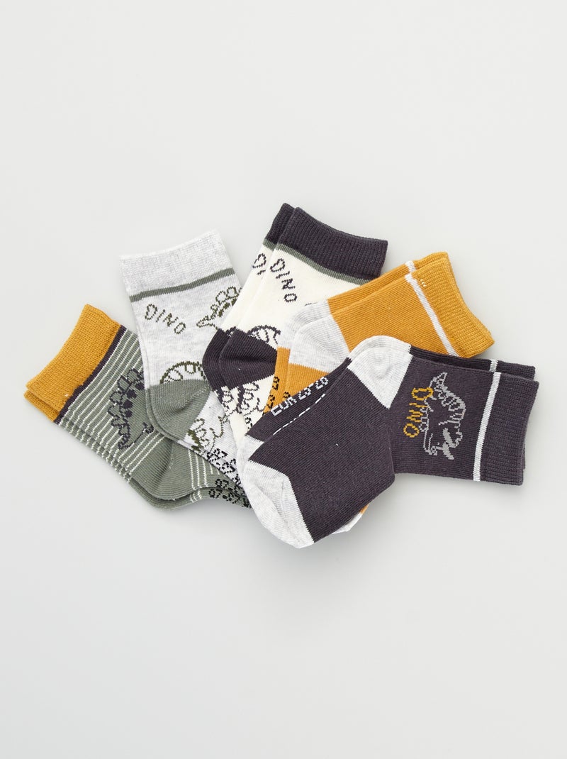 Chaussettes avec imprimés fantaisie - Lot de 5 Jaune/vert/crème - Kiabi