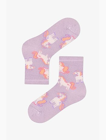 Chaussettes basses double paire en coton unicorn carousel fille penti