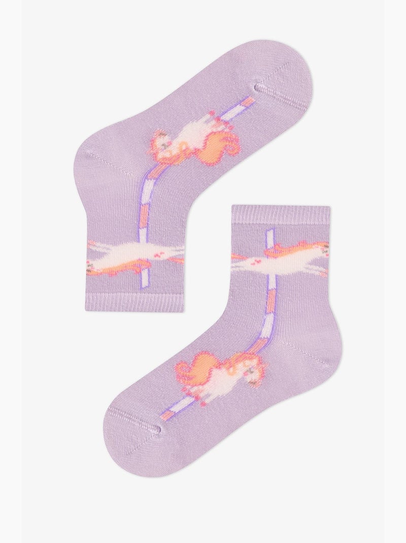 Chaussettes basses double paire en coton unicorn carousel fille penti Violet/Rose - Kiabi