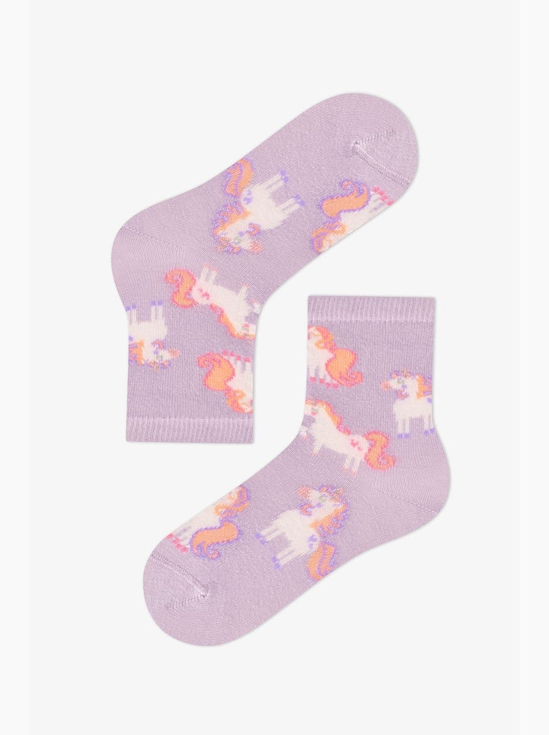 Chaussettes basses double paire en coton unicorn carousel fille penti Violet/Rose - Kiabi