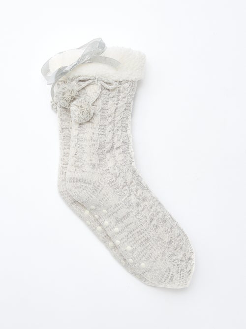 Chaussettes chaudes fourrées antidérapantes - Kiabi