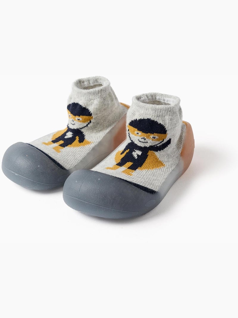 Chaussettes-chaussons avec imprimé super-héros Gris clair - Kiabi
