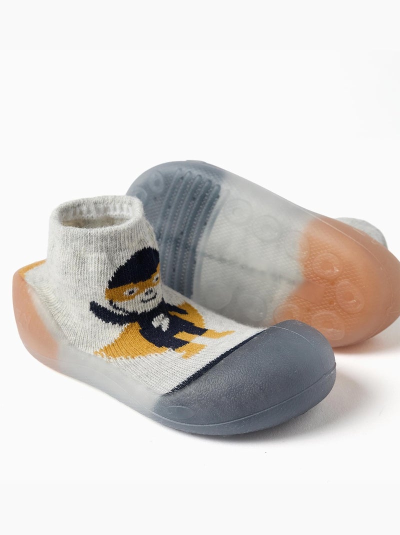 Chaussettes-chaussons avec imprimé super-héros Gris clair - Kiabi