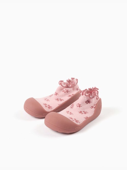 Chaussettes-chaussons avec motif floral et semelle antidérapante - Kiabi