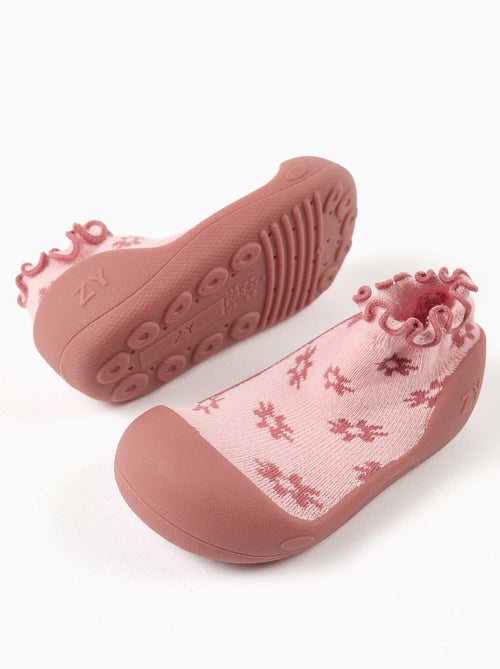 Chaussettes-chaussons avec motif floral et semelle antidérapante - Kiabi