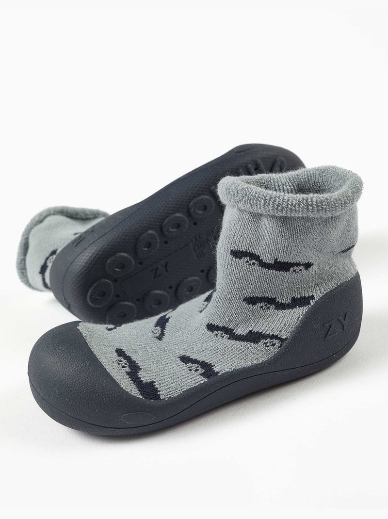 Chaussettes-chaussons avec motif voiture et semelle antidérapante Vert clair - Kiabi