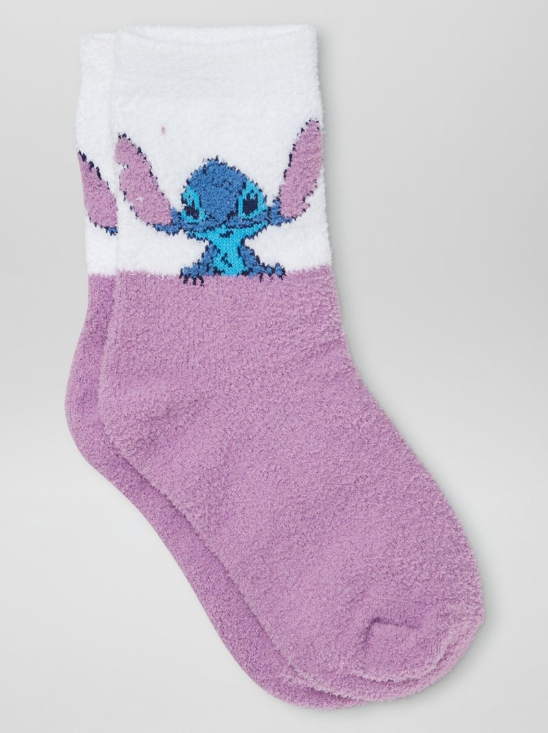 Chaussettes cosy 'Stitch' Violet - Kiabi