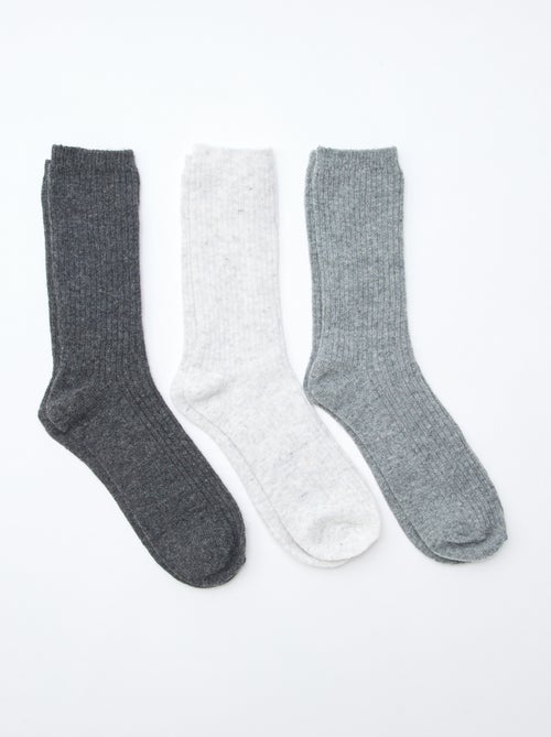 Chaussettes côtelées à tiges hautes - Kiabi
