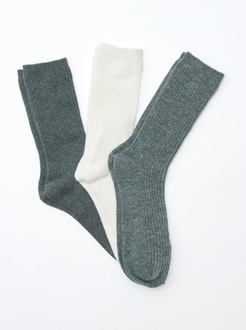 Chaussettes côtelées à tiges hautes - Kiabi