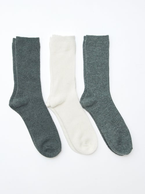 Chaussettes côtelées à tiges hautes - Kiabi