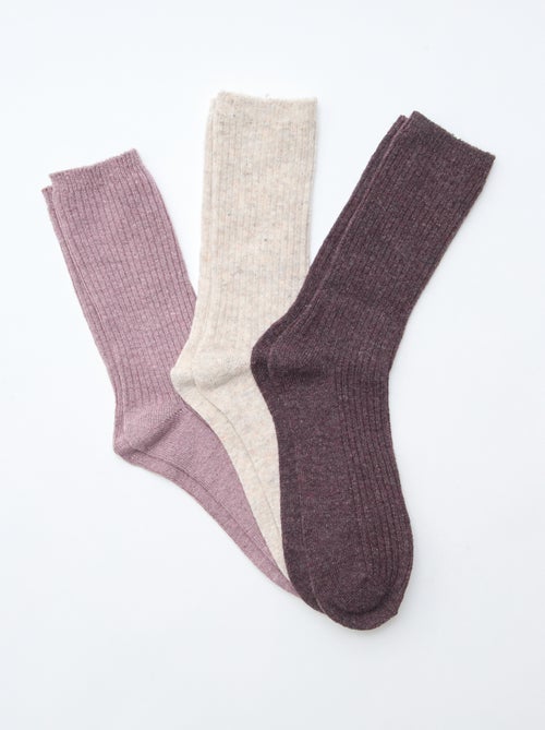 Chaussettes côtelées à tiges hautes - Kiabi