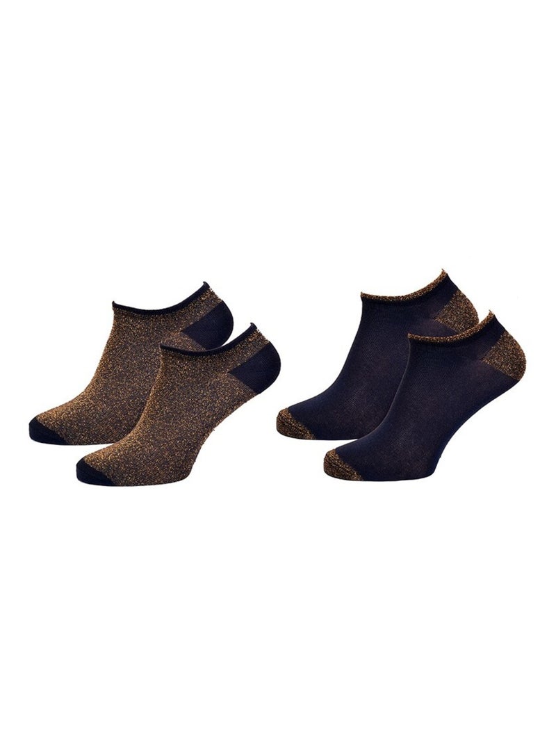 Chaussettes Courtes femme TWINDAY - Pack de 4 Bleu Doré - Kiabi