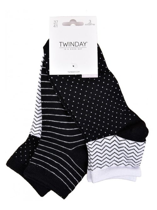 Chaussettes Courtes femme TWINDAY - Pack de 6 - Kiabi Chaussettes Courtes femme TWINDAY - Pack de 6 - Kiabi