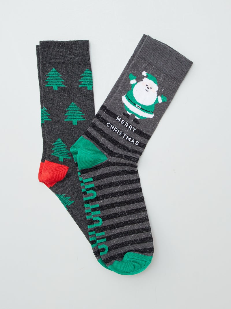 Chaussettes de Noël - Lot de 2 Anthracite - Kiabi