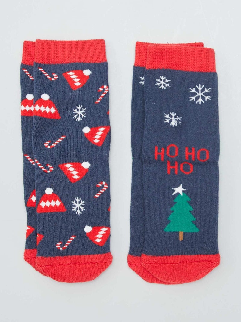 Chaussettes de Noël - Lot de 2 Bleu marine - Kiabi