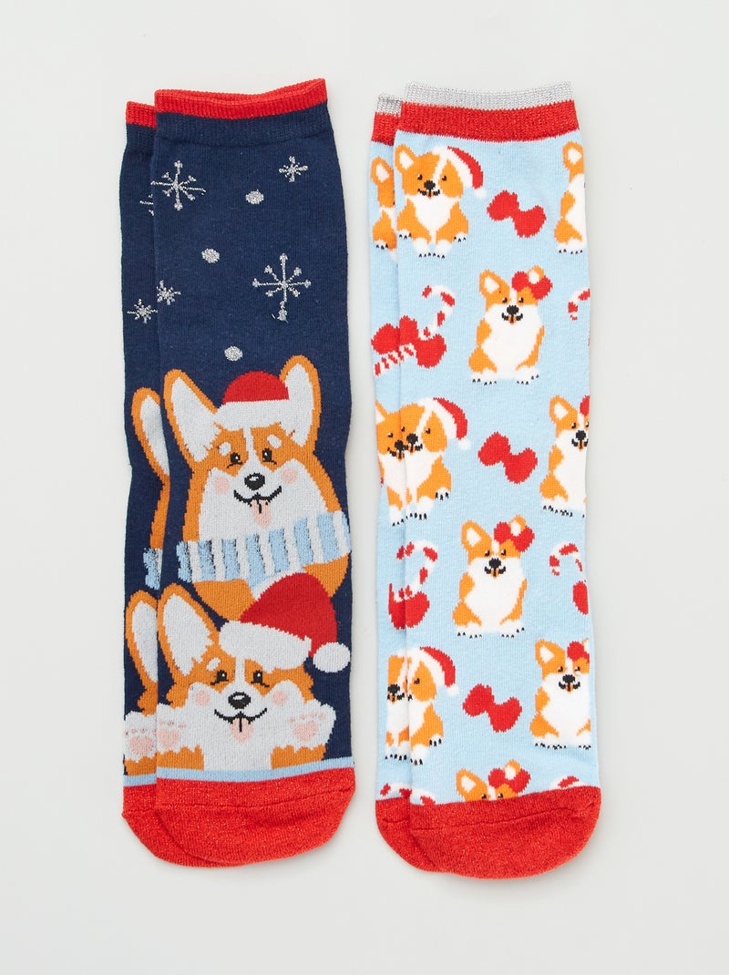 Chaussettes de Noël - Lot de 2 Marine - Kiabi