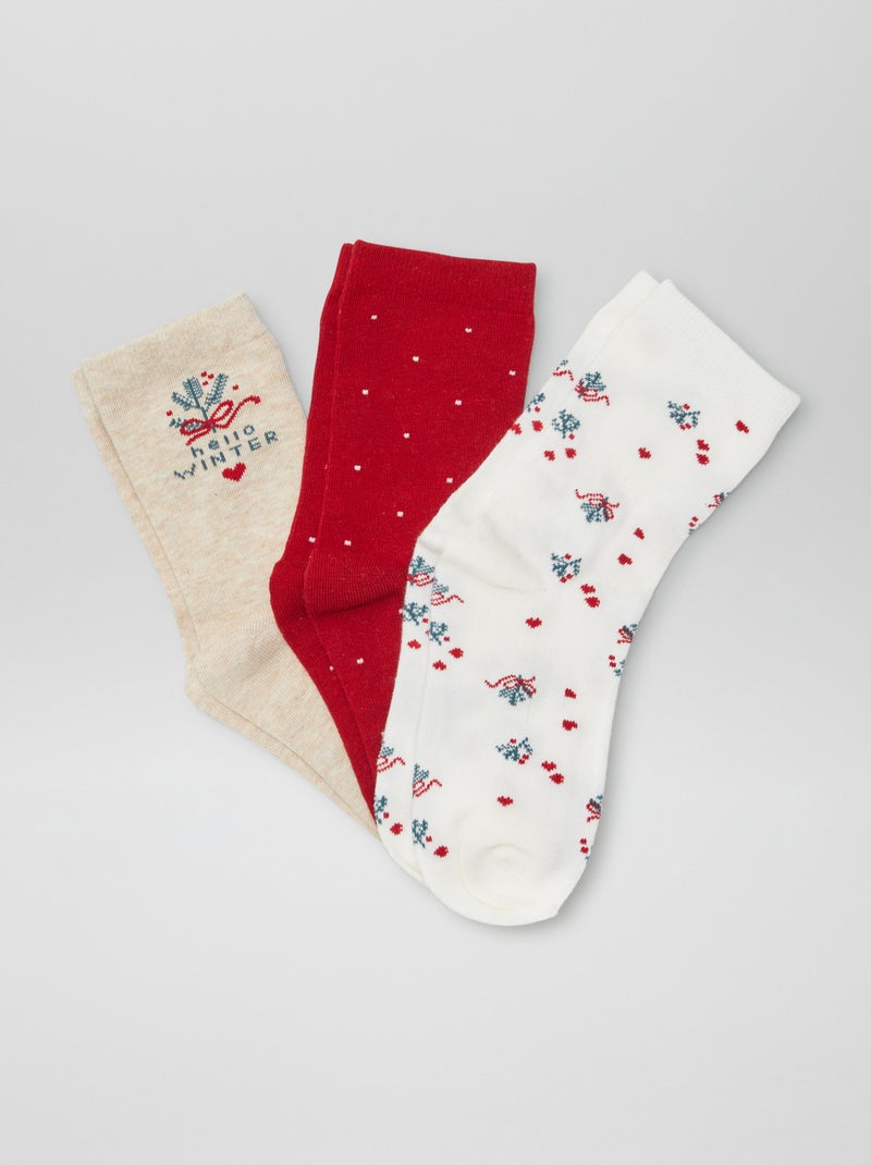 Chaussettes de Noël - lot de 3 Rouge - Kiabi