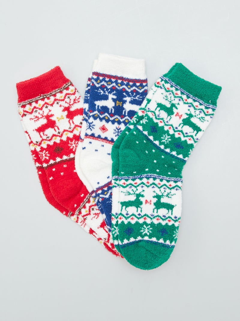 Chaussettes de Noël - lot de 3 VERT/BL/RG - Kiabi