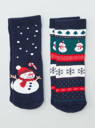 Chaussettes de Noël antidérapantes - lot de 2