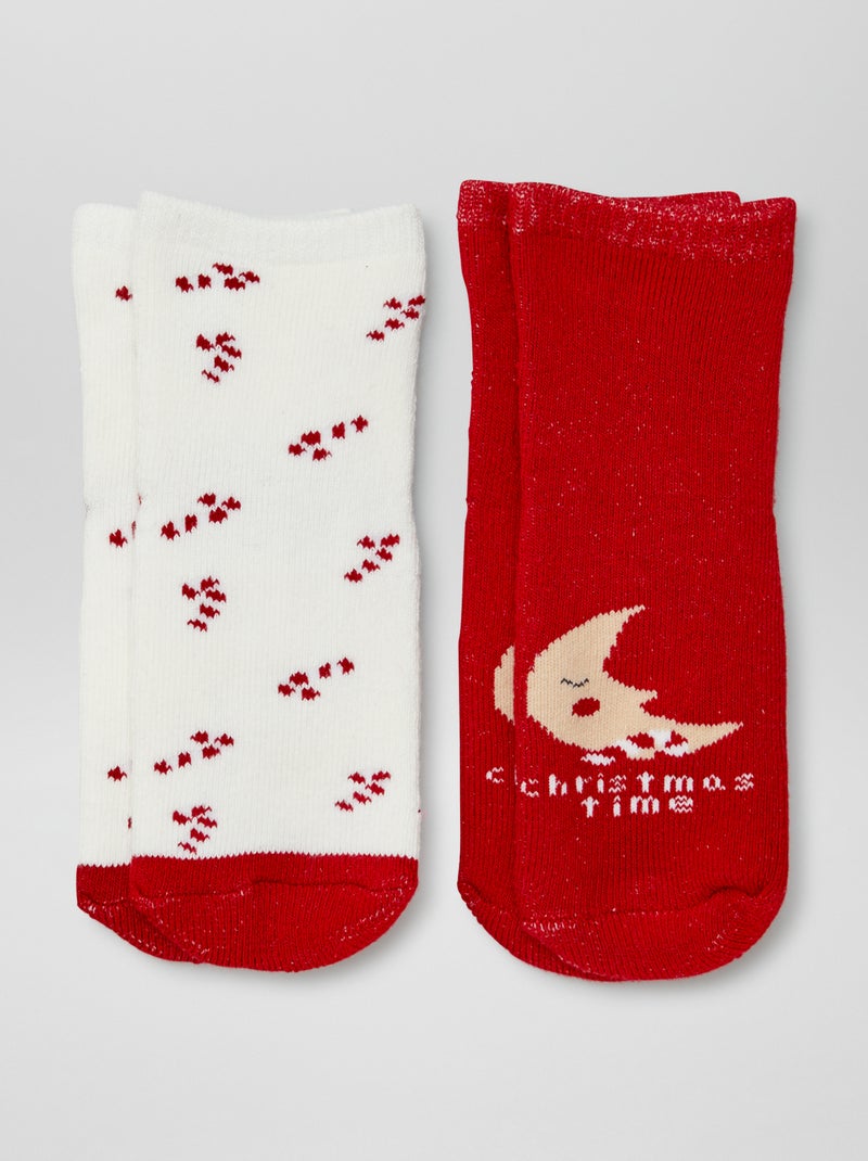 Chaussettes de Noël antidérapantes - lot de 2 Rouge - Kiabi