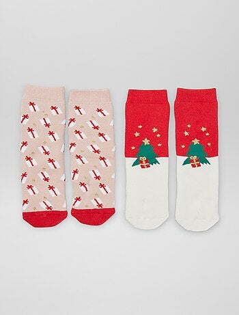 Lot de 2 paires de chaussettes antidérapantes esprit Noël pour enfant garçon