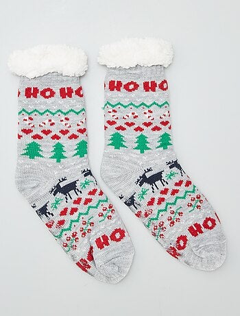 Chaussettes de Noël fourrées antidérapantes