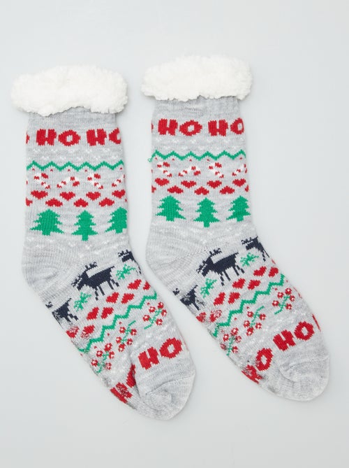 Chaussettes de Noël fourrées antidérapantes - Kiabi