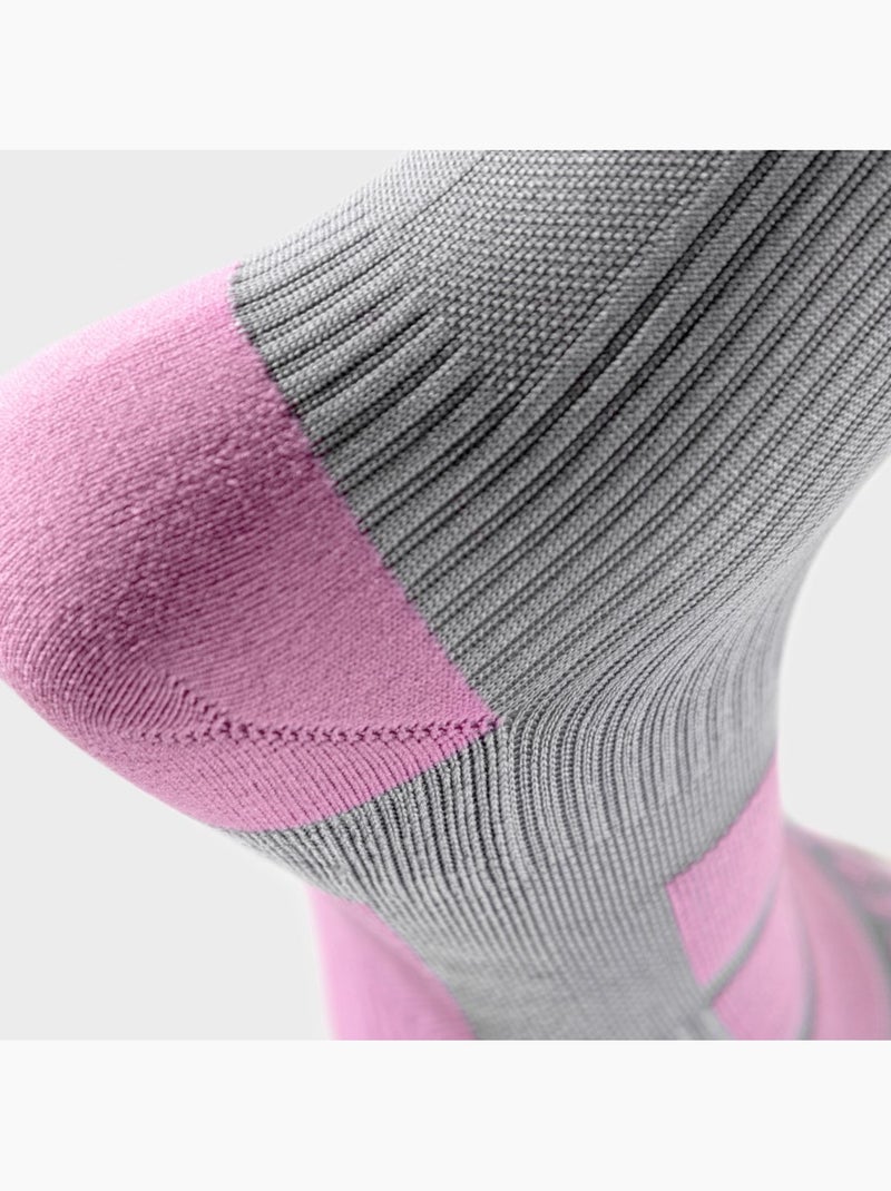 Chaussettes de snowboard sports d'hiver homme et femme aoraki powder Blanc Gris - Kiabi