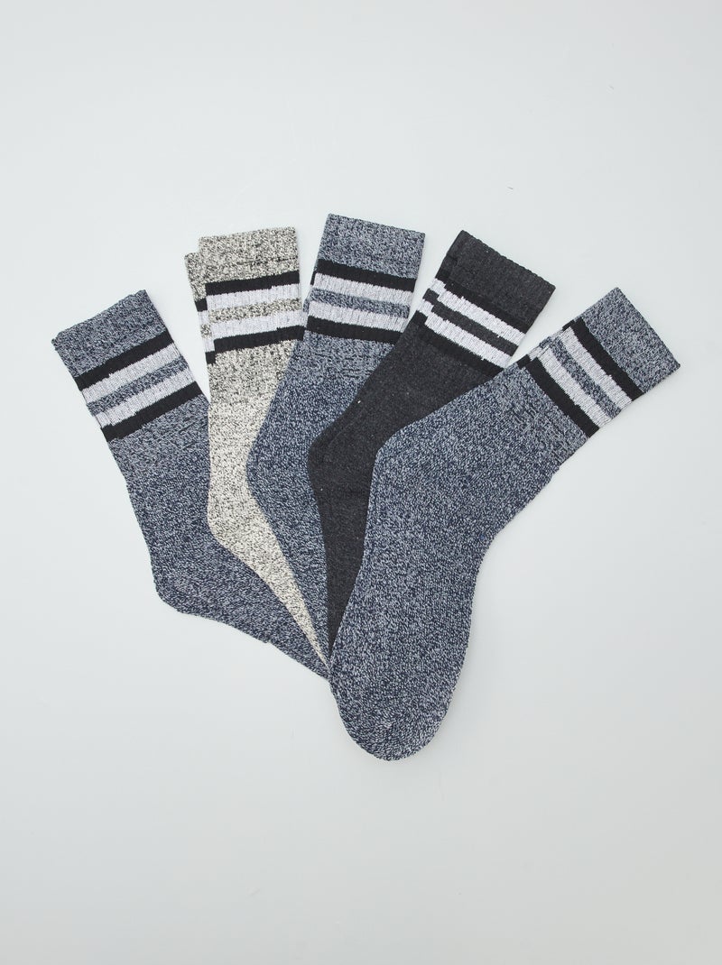 Chaussettes de sport - lot de 5 Gris/bleu - Kiabi