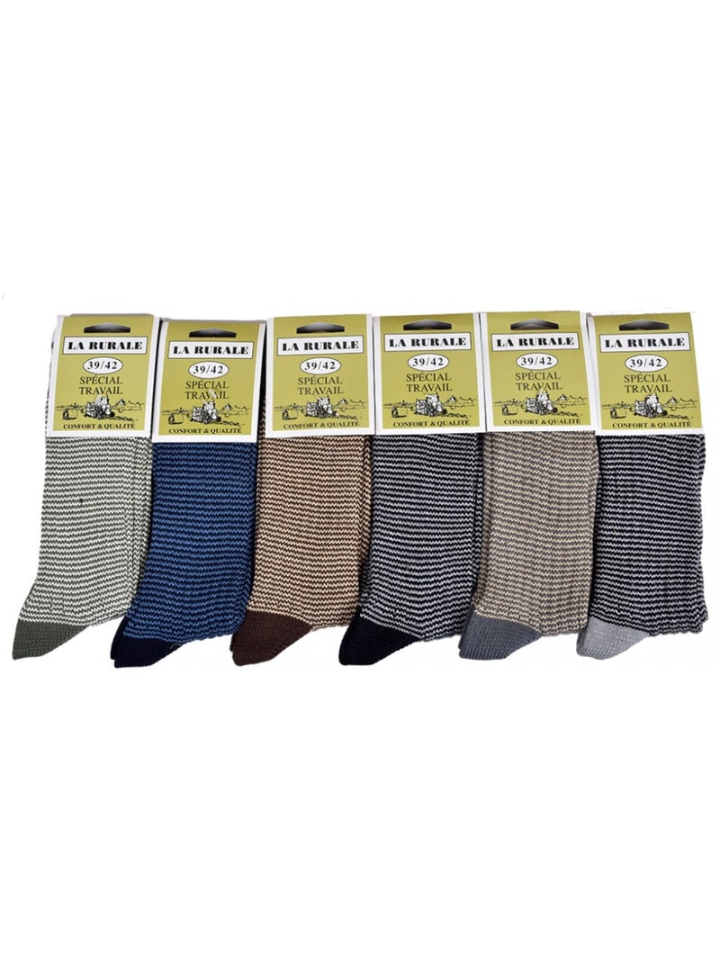 Chaussettes de Travail LA RURALE pour Homme Résistance et Qualité Pro - Pack de 6 Multicolore - Kiabi