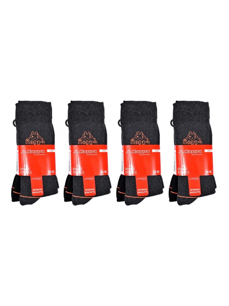 Chaussettes de Ville homme KAPPA - Pack de 8 Noir Gris anthracite - Kiabi