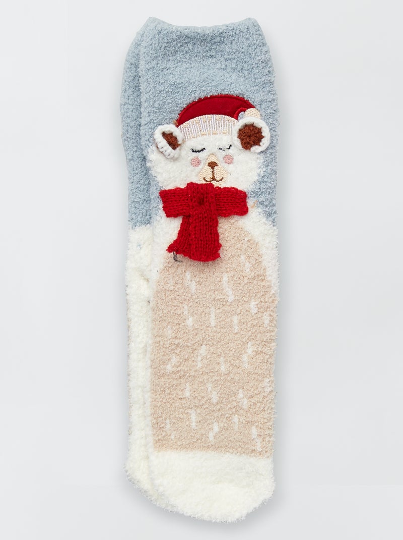 Chaussettes en  maille doudou rouge - Kiabi