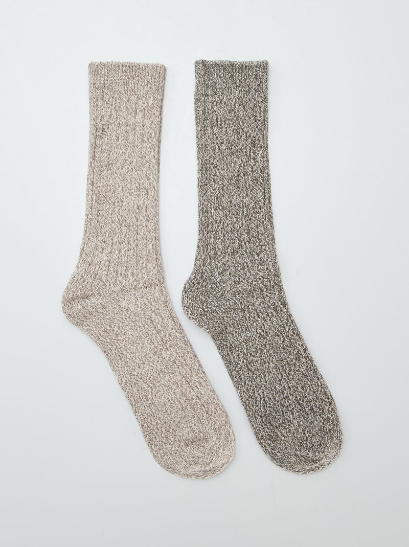 Chaussettes en maille moulinée Gris - Kiabi