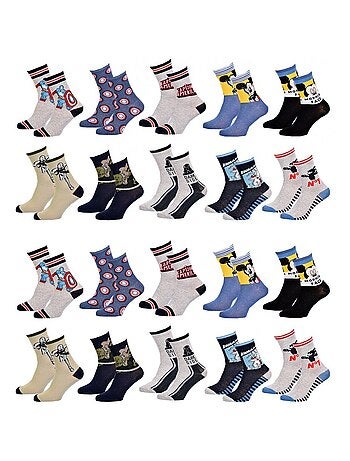 Chaussettes enfant DISNEY en Coton- Pack de 20