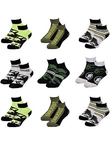 Chaussettes Enfant JURASSIC WORLD fantaisie -Assortiment modèles photos selon arrivages - Pack de 9