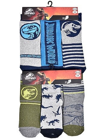 Chaussettes Enfant JURASSIC WORLD fantaisie -Assortiment modèles photos selon arrivages - Pack de 9