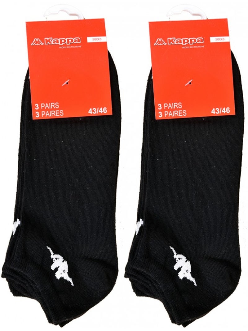 Chaussettes Enfant KAPPA Socquettes en Coton Majoritaire - Pack de 6 Noir - Kiabi