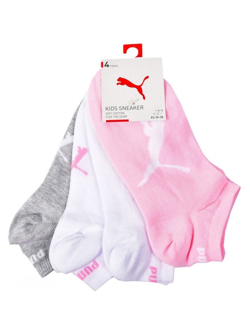 Chaussettes enfant puma socquettes - pack de 4 Gris Rose Blanc - Kiabi