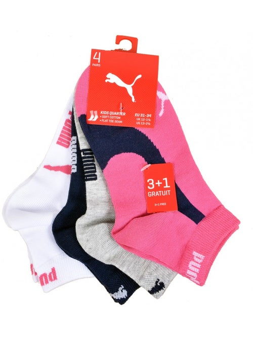 Chaussettes Enfant PUMA Socquettes Tiges 2 Tiers QUARTER - Pack de 4 - Kiabi