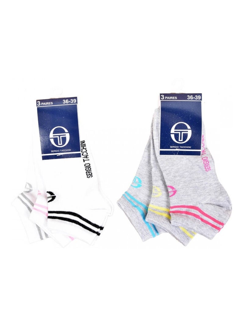 Chaussettes Enfant SERGIO TACCHINI Socquettes en Coton Majoritaire - Pack de 6 Multicolore - Kiabi