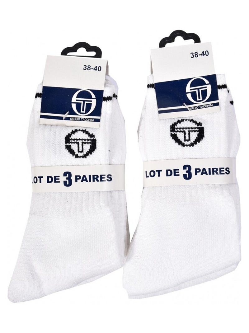 Chaussettes Enfant SERGIO TACCHINI TENNIS CREW Coton Majoritaire Confort et Qualité - Pack de 12 Multicolore - Kiabi
