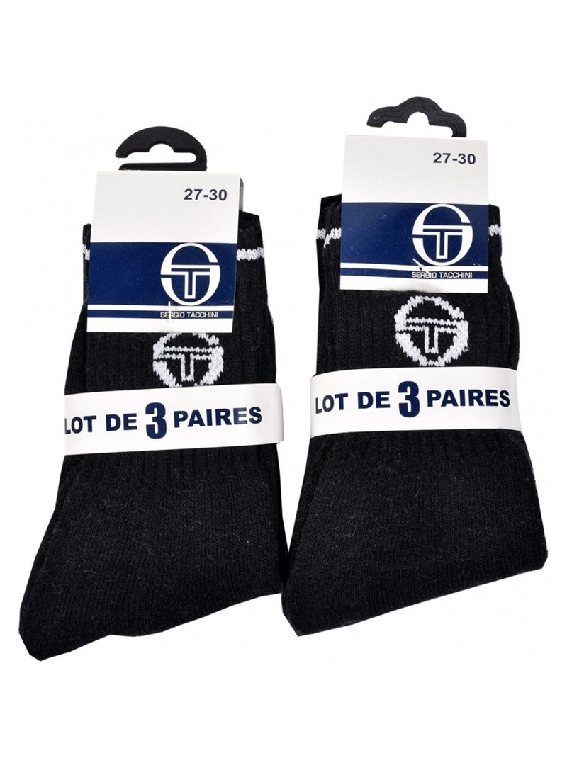 Chaussettes Enfant SERGIO TACCHINI TENNIS CREW Coton Majoritaire Confort et Qualité - Pack de 12 Multicolore - Kiabi
