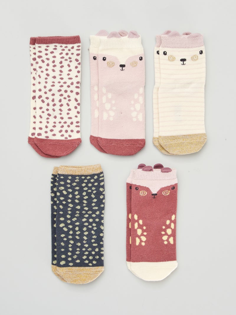 Chaussettes fantaisie - Lot de 5 Marron - Kiabi
