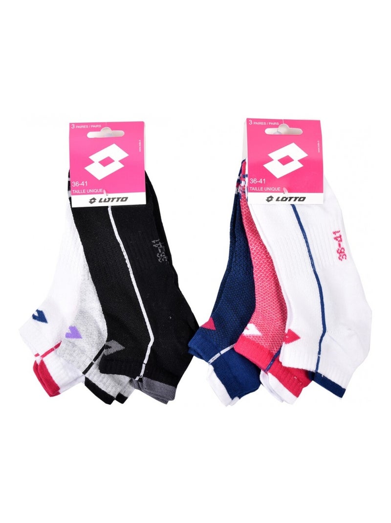 Chaussettes Femme LOTTO - Pack de 6 Blanc Rose foncé Bleu - Kiabi