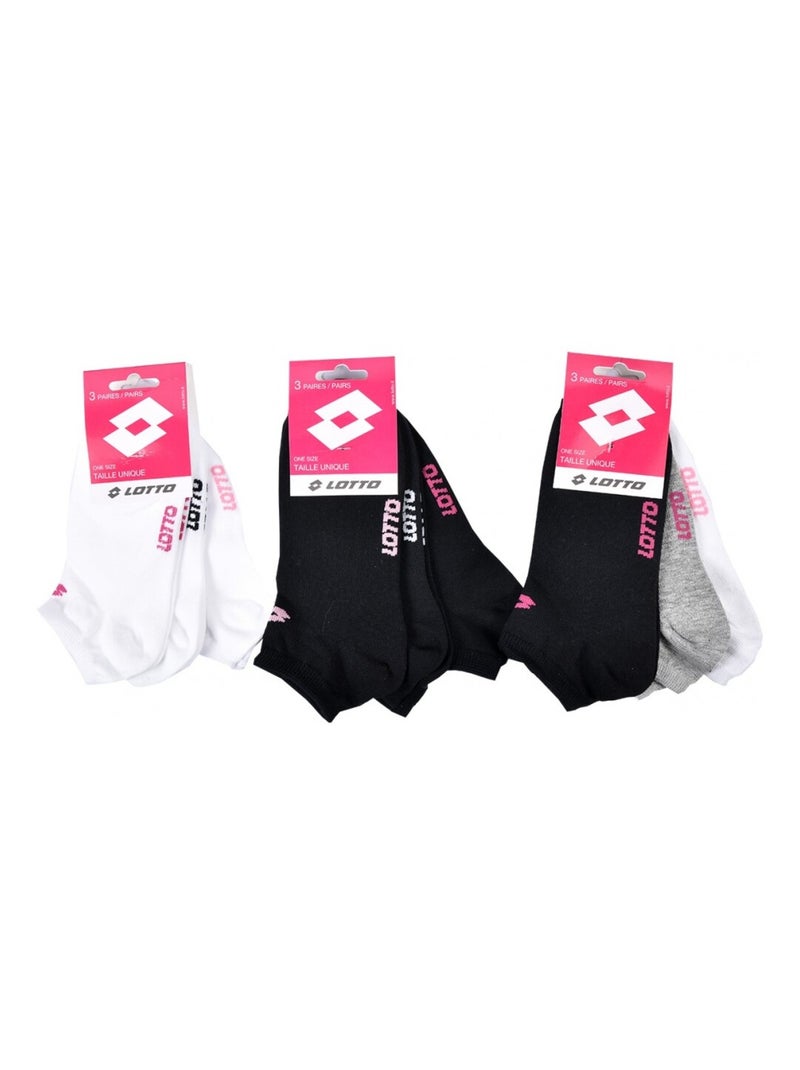 Chaussettes femme lotto - pack de 9 Noir Blanc Gris - Kiabi